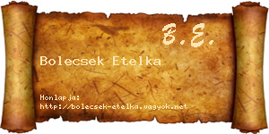 Bolecsek Etelka névjegykártya
